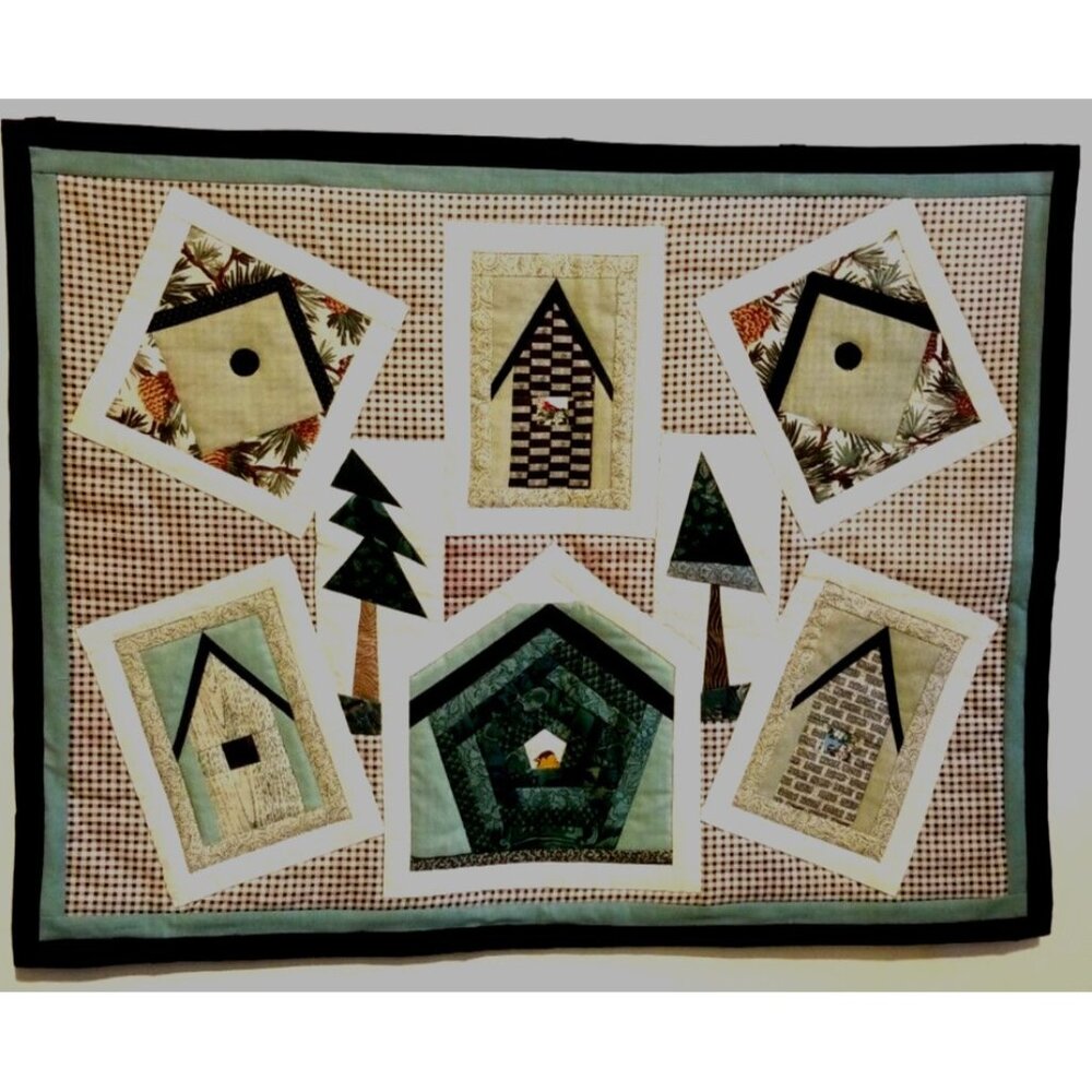 Birdhouse Handmade Quilted  Wall Hanging Art